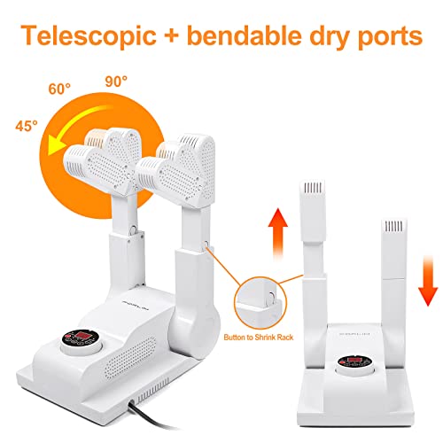 FORLIM Shoe & Boot Dryer for Work Boots, 3 Temp Modes, 24H Delay, White - color: White