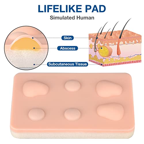 Medarchitect Abscess Incision & Drainage Pad, Sebaceous Cyst Skin Pad, Skin Practice Model for Training and Demonstration of Physician's Cyst Surgical Removal - style: Abscess Pad