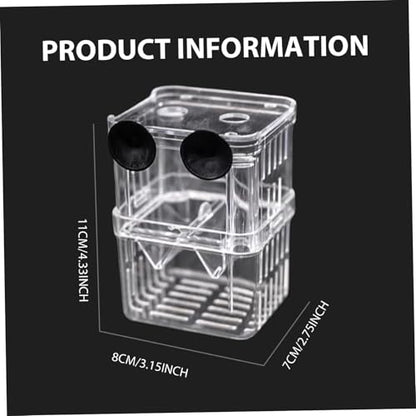 Breeder Box for Fish Tank 2 Compartment Fish Isolation Box for Aquarium with Suction Cup & Feeding Port Transparent Plastic Breeding for Baby, Shrimps