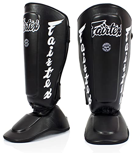 SP7 Black Medium Shin Guards + Fairtex BGV1 16 oz Black Glove