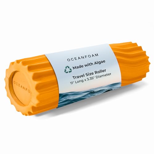 Oceanfoam Ripple Travel Foam Roller (11" x 3.35") Firm Mini Foam Roller for Physical Therapy, Deep Tissue Massage, Back Pain - High Density, Ergonomic Wave Textured - Yoga, Pilates, Exercise (Gold) - color: Gold