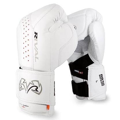 RIVAL Boxing RB10 Intelli-Shock Bag Gloves, Hook and Loop Closure - Ergonomic Fit, 1.25” of Closed Cell Foam for Intense Bag Use - color: White, size: X-Large