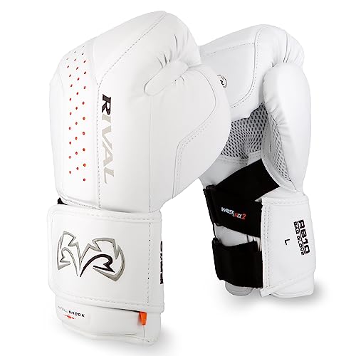 RIVAL Boxing RB10 Intelli-Shock Bag Gloves, Hook and Loop Closure - Ergonomic Fit, 1.25” of Closed Cell Foam for Intense Bag Use - color: White, size: Small