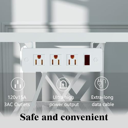 55-75 Gallon Fish Tank Stand, 49.2 x 19.7x 31.5 Inch,Industrial Aquarium Stand with Power Outlet and Switch, Turtle Tank, Reptile Terrariums and Breeder Tank Stand, White