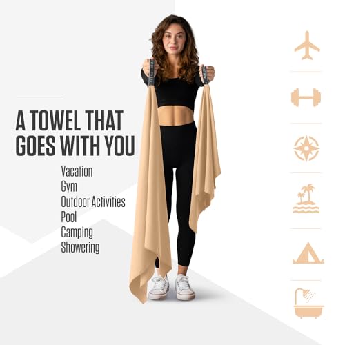 VENTURE 4TH Quick Dry Microfiber Towel for Camping & Gym - Beige Large - color: Beige, size: 60.00" x 31.50"