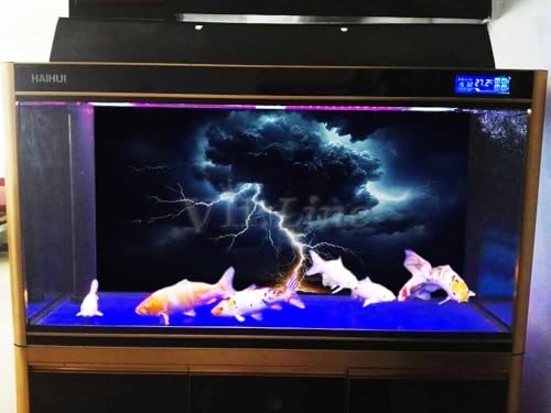 VIP. LINE Lightning Cloud Aquarium Background Poster PVC Self Adhesive Vivid Underwater Scene Decoration Landscape of Fish Tanks, Reptile Habitat Tanks (48" x 20"/ 122 x 50cm) - size: 48" x 20"/ 122 x 50cm