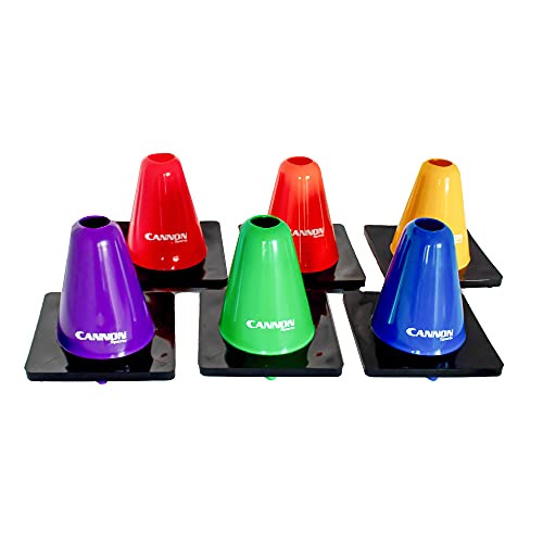 Cannon Sports 6 Pack Agility Cones - 6 inch Colorful Cones with Rubber Weighted Base - Perfect for Soccer, Hockey, Basketball Practice Drills - color: Black Weighted Base