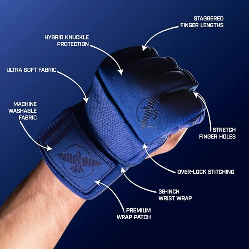 Hayabusa Deluxe Quick Wraps for Men and Women - Boxing & Martial Arts Hand Wraps - color: Blue, size: Small