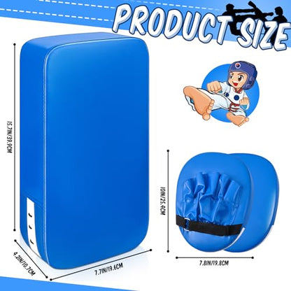 Poen 7 in 1 Taekwondo Kick Pad Boxing Training Equipment Punching Mitts Martial Arts Wrist Band Adjustable Soft Pads Set for Karate Muay Thai MMA Training - color: Blue