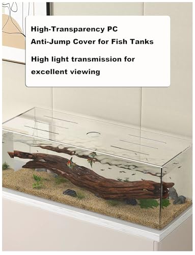 Transparent Anti-Jump Cover for Fish Tanks, 3mm Thick, with Vent Slots & Feng Hole, Ideal for Open Aquariums, Shrimp Tanks (28x9.8in)