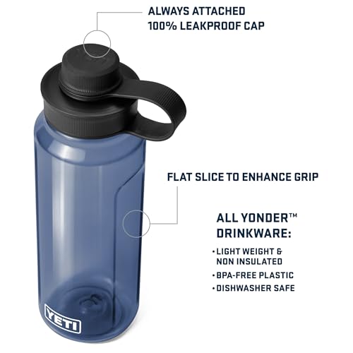 YETI Yonder Water Bottle with Yonder Tether Cap, Lightweight, Leakproof and BPA-Free - color: Charcoal, size: 34 Ounces