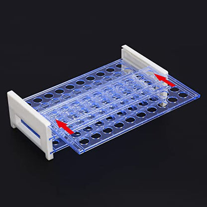 stonylab Test Tube Rack, 3-Tier Detachable Blue Plastic Holder Stand Rack, for Laboratory Scientific Experiments, 33/64 inch 50-Place - size: 33/64 inch