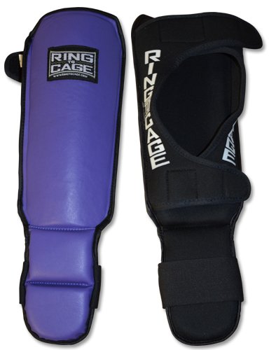Womens Hook&Loop MMA Grappling Shin Instep - Purple - Open Back for MMA, Muay Thai, Kickboxing