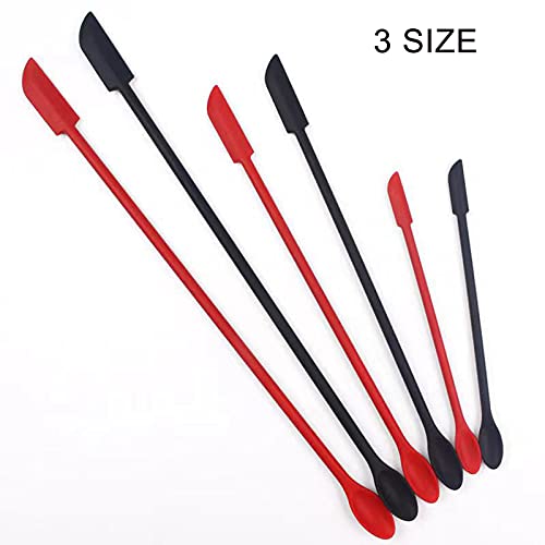 4 Pieces Mini Silicone Spatula Set, Small Rubber Spatula for Makeup, Thin Jar Scraper for Kitchen(4, BLACK) - color: Black