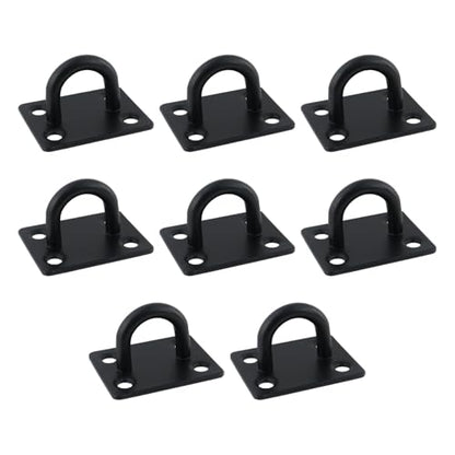 Dnyta 8Pcs Stainless Steel Ceiling Hook Pad Eye Plate Wall Mount Ring Hooks - color: Black, Square-shaped, size: Medium (8pcs)