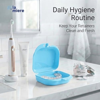 LA MIERE Retainer Case - 1 Pack- Odorless Mouth Guard Case - Ventilated, Durable & Hygienic Dentures & Aligners, Sky Blue - color: Sky Blue