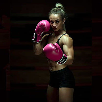 Kruzak Boxing Gloves for Men & Women, Sparring & Kickboxing Gloves, Muay Thai & MMA Gloves, 8-16 oz - color: Pink, size: 8 oz