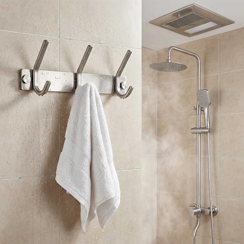 WEBI Sturdy Stainless Steel 304 Hook Rail Coat Rack with 3 Hooks, Great Home Storage & Organization for Bedroom, Bathroom, Foyer, Hallway, Brushed Finish - size: 3 Hooks