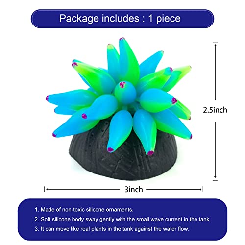 Soft Silica Gel Moves Naturally with Water Flow, Aquarium Decorations Glow in The Dark, Glowing Coral Ornaments for Fish Tank Decorations (Green, Winter Beauty)