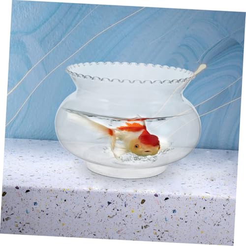Cabilock Plastic Fish Bowl Unbreakable Small Aquarium for Betta Fish Round Tank for Desktop Decor Easy Maintenance Bowl