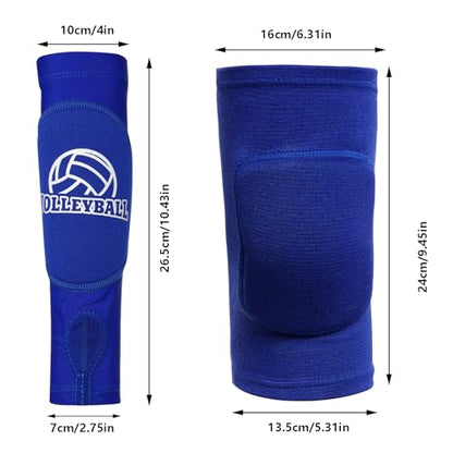 obmwang 2 Pieces Volleyball Accessories Including Volleyball Knee Pads and Volleyball Arm Sleeves with Protection Pads and Thumb Hole for Women Girls Teens Volleyball Training - color: Blue