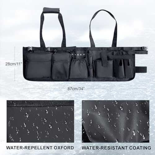 Fishing Bucket Organizer with Bucket Cover Fishing Tackle Bag with Rod & Plier Holder, Multi-Pockets for 5 Gallon Bucket Fishing Gear & Accessories Father Gifts
