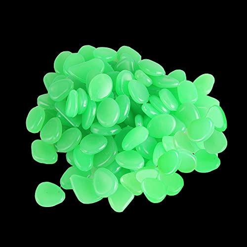 Muzero Glow in The Dark Pebbles, 100pcs Green Glowing Rocks Luminous Stone for Fish Tank, Garden Yard, Path Patio Aquariums Rocks Decor Light Up Rocks - color: Green, size: 100pcs