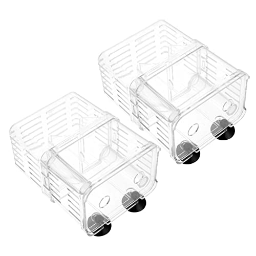 Healifty 2Pcs Large Fish Breeding Box with Suction Cups Aquarium Acclimation Case Fish Tank Hatching Incubator for Separating Aggressive Injured Random Color