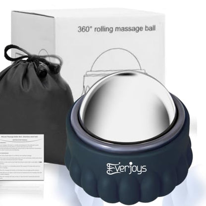 Massage Ice Roller Ball Cold & Heat Therapy Tissue Relief Muscle Recovery - color: Black and Gray