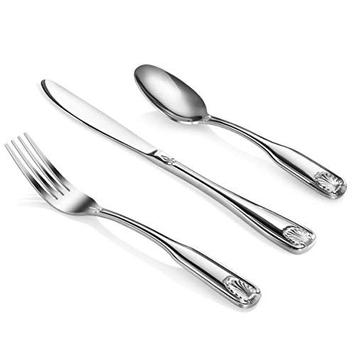 New Star Foodservice Shell Pattern 18/0 Stainless Steel Flatware Set, 36-Piece Set, Commercial Grade - size: 36-Piece Flatware Set