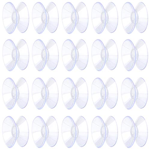 Pawfly 20 Pack Double Sided Suction Cups 1.2 Inch Clear PVC Plastic Sucker for Glass Table Mirror