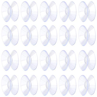 Pawfly 20 Pack Double Sided Suction Cups 1.2 Inch Clear PVC Plastic Sucker for Glass Table Mirror