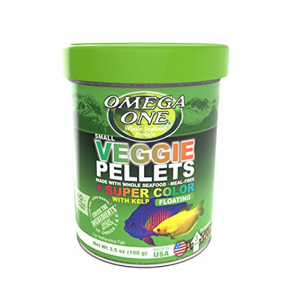 Omega One Super Color Veggie Kelp 3mm Floating Pellets, 3.5 oz Container