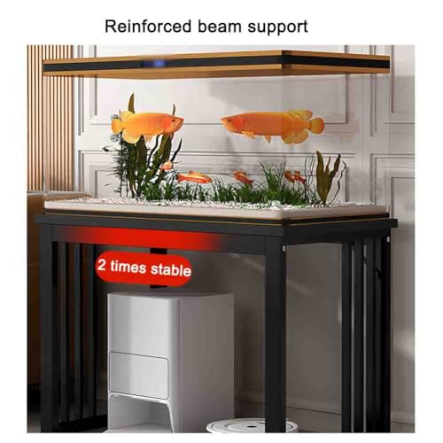 Sturdy Metal Fish Tank Stand with Storage Shelves, Multi-Functional Home Organizer Side Table for Living Room, Bedroom, Kitchen, Office (White, 70x45x70 cm)