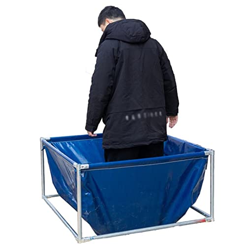 Aquarium Pool with Drain Valve,Aquaculture Water Tank Cistern Steel Frame Multifunction PVC Canvas Temporary Fish Pond，PVC Canvas Outdoor Aquarium Water Tank, Rectangle Pool Above Ground wit