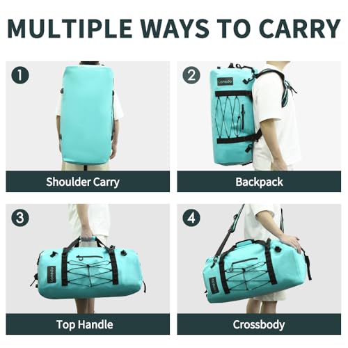 80L Dry Bag Large Waterproof Bag Roll-Top Heavy Duty Fishing Duffel Bag with Durable Straps & Handles for Kayaking Paddle boarding Boating Rafting Fishing - color: Lake Blue
