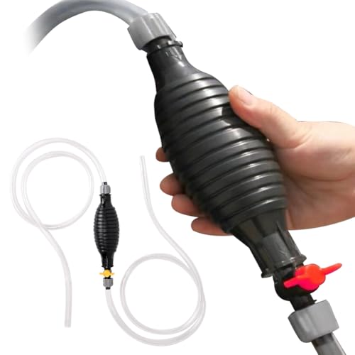 Manual Gasoline Siphon Pump Fuel Transfer Hose with Metal Clip Multifunctional Liquid Suction Pump for Petrol Oil Water Aquarium & Fuel Transfer - color: Upgraded 1m