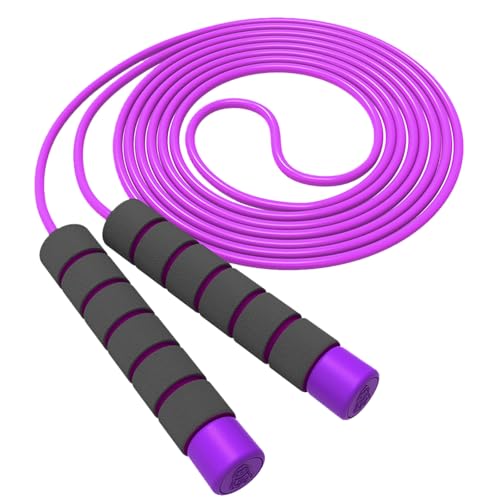 Jump Rope For Kids,Jump Rope Kids,Adjustable Soft Skipping Rope,Toddler Jump Rope With Skin-Friendly Foam Handles For Kids, Boys,Girls,Women, Men,Exercise Activity,Outdoor Fitness - color: Purple