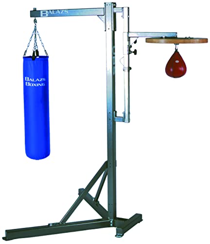 Balazs 2-Station Universal Boxing Stand | Heavy Bag & Speed Bag Stand | Made in USA | 300 lb Capacity | Freestanding | No Wall Mount Needed | Home & Commercial Gym