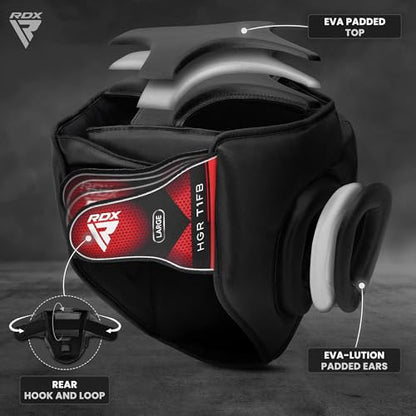 RDX Boxing Headgear MMA Muay Thai, Removable Face Grill, Head Gear for Sparring Grappling Martial Arts Kickboxing Taekwondo Karate BJJ Training - color: Black, size: Medium