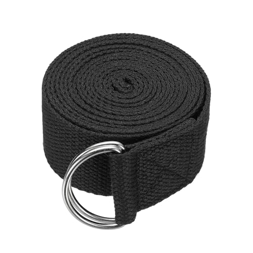 Yoga Strap for Stretching, Athletic Stretch Band with Adjustable Metal D Ring Buckle Yoga Bands - color: Black, size: 8.2ft