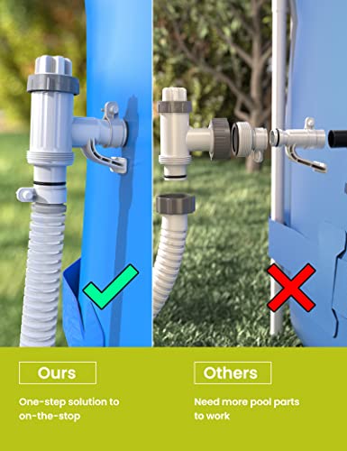 [PATENTED] SUMMERBUDDY Pool Hose Adapter for Above Ground Swimming Pool, Pool Replacement Parts with Plunger Valve and Pool Pipe Holder Pool Pump Parts 2 Pack - color: 2 Pack, size: 2 Pack