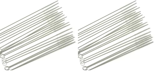 Honbay Straw Cleaner Brushes, Nylon bristles Stainless Steel Handle, Nylon Skinny Pipe Tube Cleaner - 20 Piece Value Pack - 6 mm bristles x 7"" 175mm Long (Pack of 2) - size: One Size (Pack of 2)