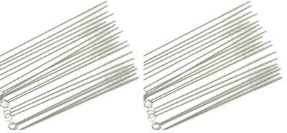 Honbay Straw Cleaner Brushes, Nylon bristles Stainless Steel Handle, Nylon Skinny Pipe Tube Cleaner - 20 Piece Value Pack - 6 mm bristles x 7"" 175mm Long (Pack of 2) - size: One Size (Pack of 2)