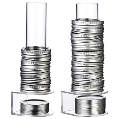 2 Pack Mason Jar Lid Organizer Wide & Regular Mouth Storage Rack for Canning Jar Lids and Rings Acrylic Vertical Storage Holder Kitchen Organization & Tumbler Lids