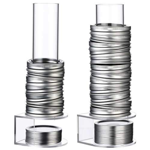 2 Pack Mason Jar Lid Organizer Wide & Regular Mouth Storage Rack for Canning Jar Lids and Rings Acrylic Vertical Storage Holder Kitchen Organization & Tumbler Lids