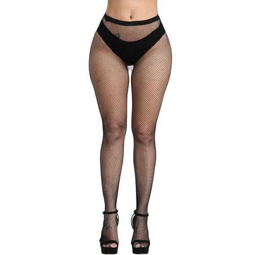 Bestjybt Womens Fishnet Tights High Waist Mesh Fish Net Stockings Pantyhose