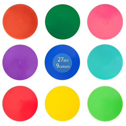 Poly Spots Spot Markers 4 Inch & 9 Inch Multicolor Floor Dots - style: 9inch 9pcs