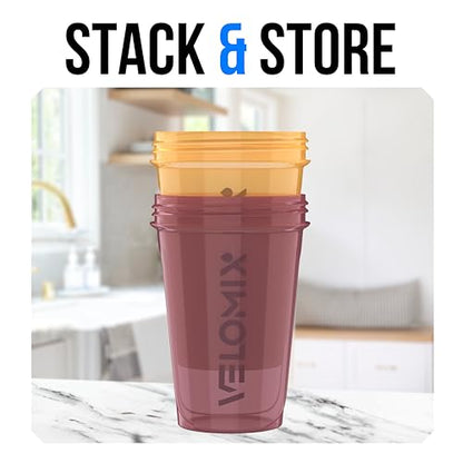 VELOMIX 2 Pack 20oz Protein Shaker Bottle for Protein Mixes, Berry Surf - color: B8) Berry Surf