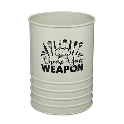 dudki Metal Cutlery Holder & Spoon Stand for Kitchen - Spoon, Knife, Fork, Chopstick, Cutlery Holder Kitchen Organizer Stand Dining Multifunctional Stand Choos Your Weapon (Beige) - color: Beige